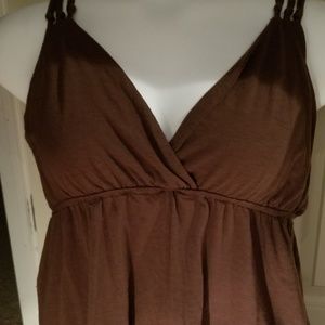 Nwyt Brown criss cross back top